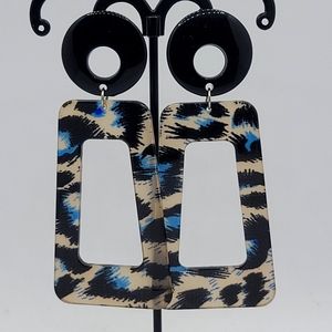 Boho trapezoid geometrical leopard earrings tortoise Acrylics